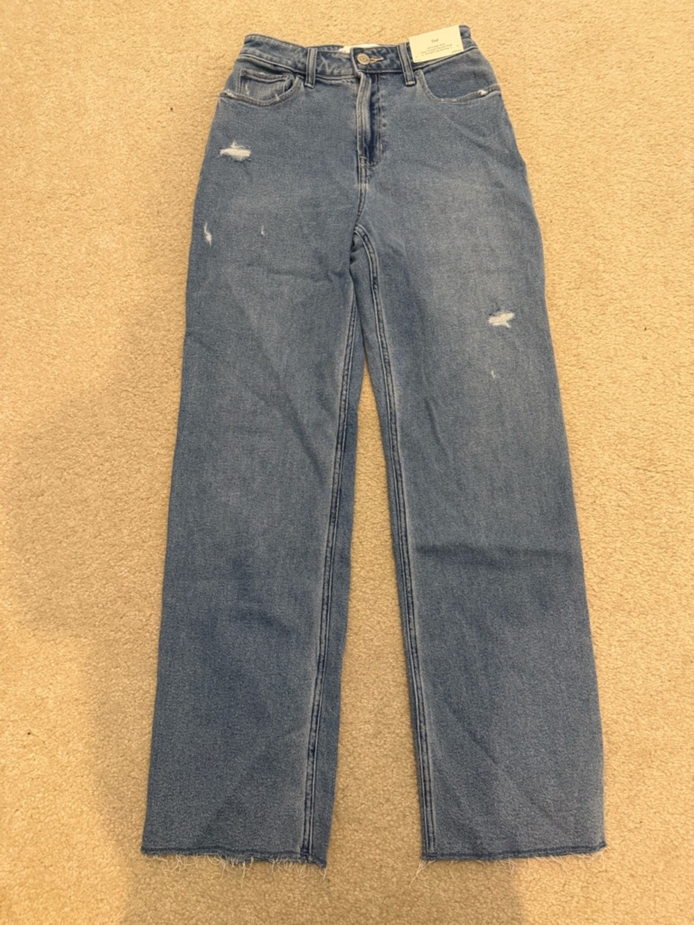 Hollister High Rise Straight Leg Jeans in Medium Blue